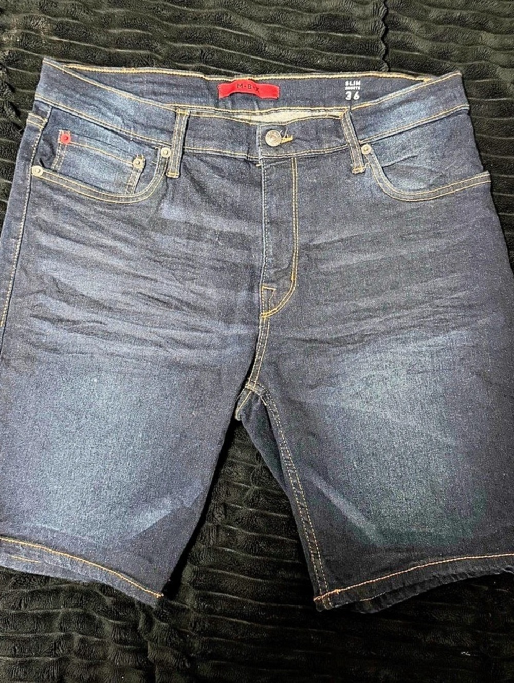 M·B·X Slim Fit Stretch Denim Shorts Blue Waist 36